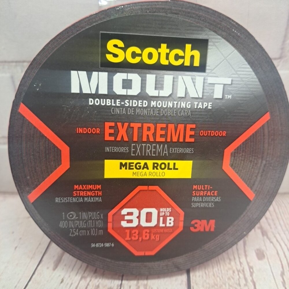 Scotch 3M Extreme Double-Sided Mounting Tape Mega Roll 30lb